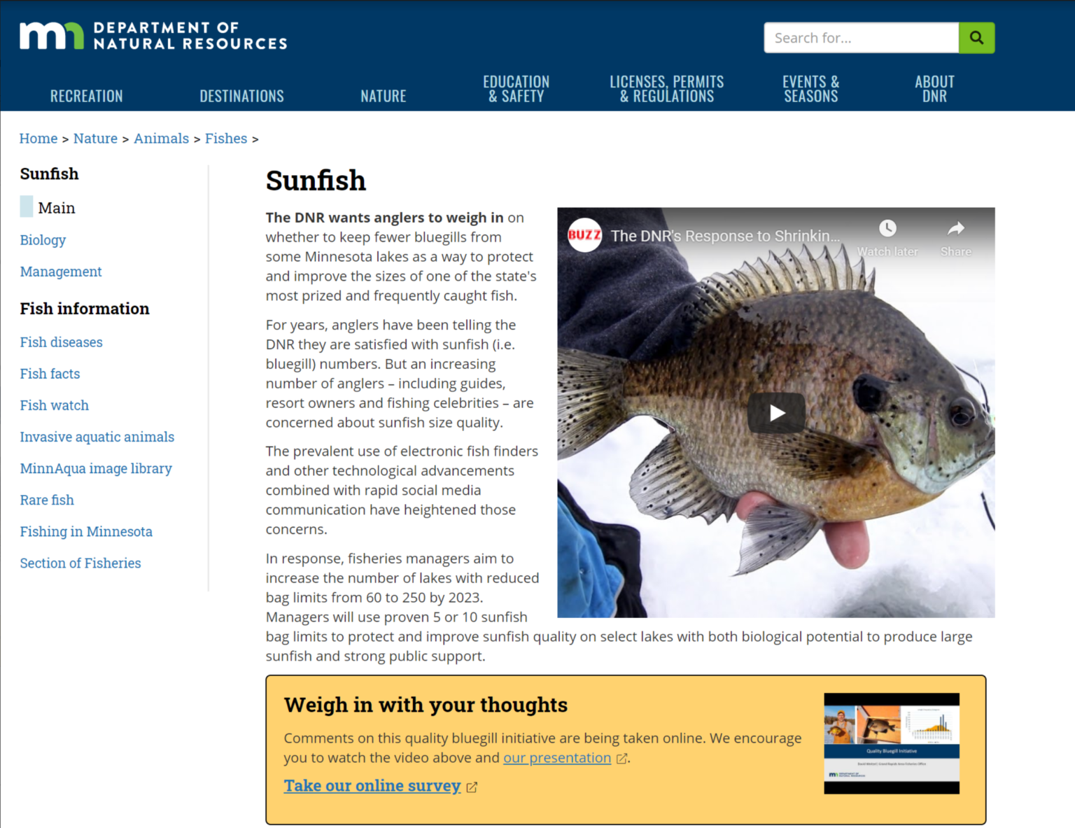 We need your help! Help us get Garfield Lake in the MN DNR Sunfish